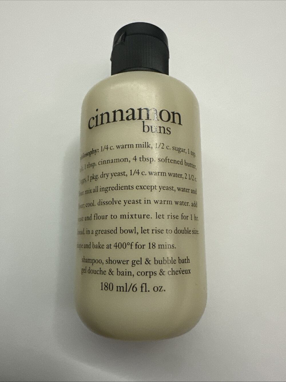 Philosophy Cinnamon Buns 3 in 1 Shampoo Shower Gel Bubble Bath 6 oz Sealed ea1